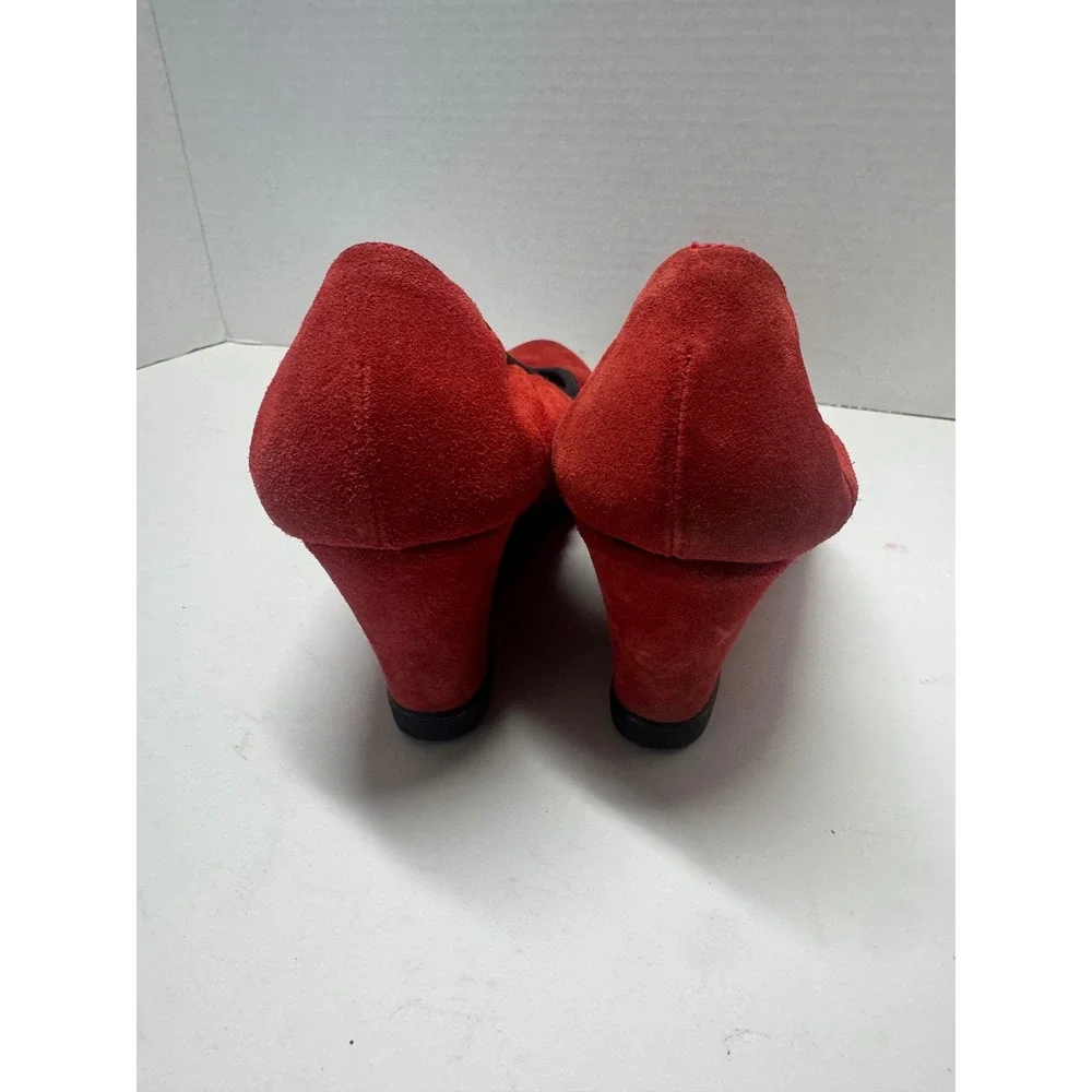 Wonders‎ Red Suede Wedge Pumps Leather Made in Spain EU 38 L-8061 7.5